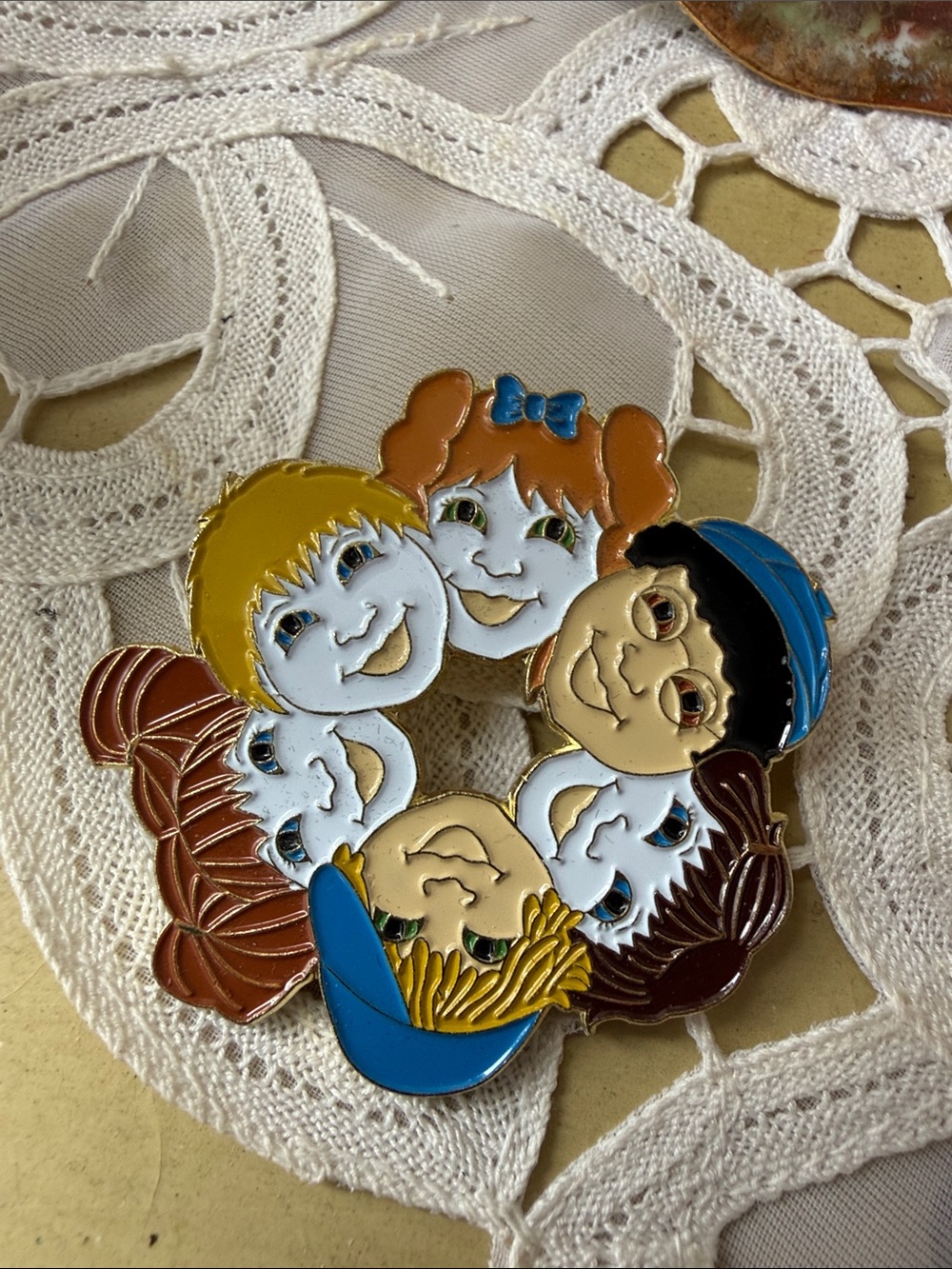 Children Faces from All Over the World brooch